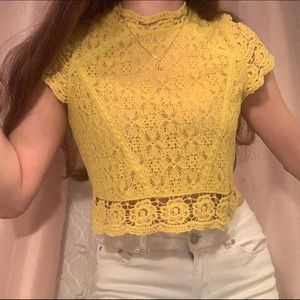 Yellow crochet crop top